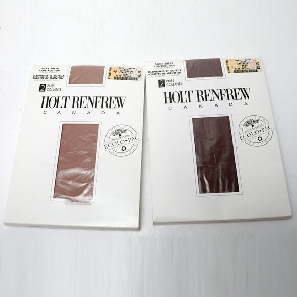 Vintage HOLT RENFREW Silky Sheer Pantyhose Nylons Control Top NEW 4 Pairs Lycra - Picture 4 of 8
